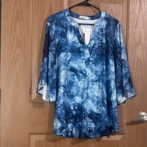 Hocosit Women's Navy Tie-Dye Blouse